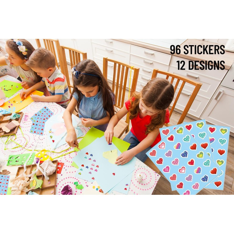 K-Kraft 120 Heart Stickers (Hearts Extravaganza) - 12 Different Patterns