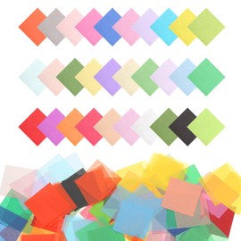 MECCANIXITY 6000Pcs Colored Tissue Paper Squares, 2.7x2.7 Inch 30 Assorted Colors Bleeding Crepe Art Paper for Crafts, Collage Supplies