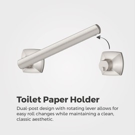 Pfister Vaneri Toilet Paper Holder, Bathroom Tissue Roll Holder, Wall-Mounted, Screw-In, Spot Defense Brushed Nickel Finish, BPHVRI0GS