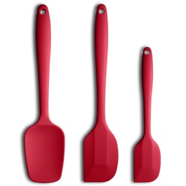 Silicone Spatula 3-piece Set, Ergonomic Handle High Heat-Resistant Spatulas, Non-stick Rubber Spatulas with Stainless Steel Core, Wine Red