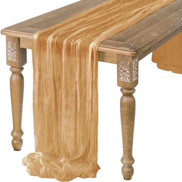 Ginger Cheesecloth Table Runner Gauze Table Runner with Pleats for