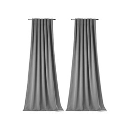 NOVUM fix Curtain Blackout Set of 2 - Cold Protection Thermal Curtain Overcurtain Energy Saving Ruffle Tape Opaque Grey 140 x 175 cm (W x H)