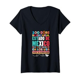 Womens 100 Days of learning. En México nací, en USA voy a crecer V-Neck T-Shirt