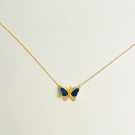 Color Changing Butterfly Necklace, Gold Plated Titanium Steel Detachable Butterfly Charm Necklace For Women Temperature-Sensitive Color-Changing Mutual Attract Necklace Trendy Dainty Pendant Necklace