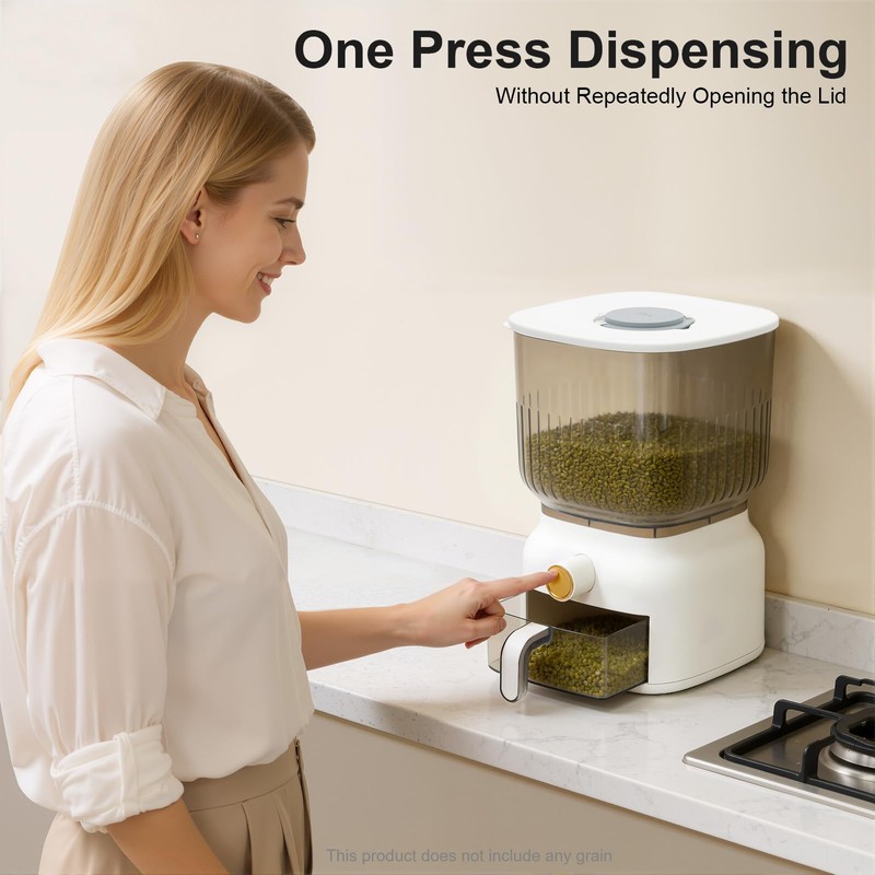 HAPPCUCOE 13.23Lbs Rice Dispenser,Large Sealed Grain Storage Container with Measuring