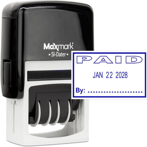 MaxMark Date Stamp with PAID Self Inking Stamp - BLUE