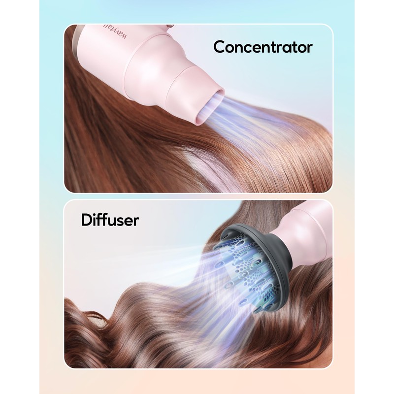 Wavytalk Blow Dryer with Diffuser, Mini Hair Dryer with Folding