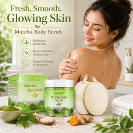 Matcha Turmeric Body Scrub for Exfoliating – Himalayan Salt Polish for Smooth, Glowing-Looking Skin