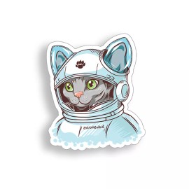 Real Sticky Astronaut Cat Sticker Space Kitten Laptop Cup Car Vehicle Window Bumper decal