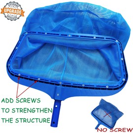AKVOLIVE Upgraded Pool Skimmer Net, Heavy Duty Leaf Rake for Cleaning Swimming Pool & Pond, Fine Mesh Deep Bag Catcher with Strong Plastic Frame