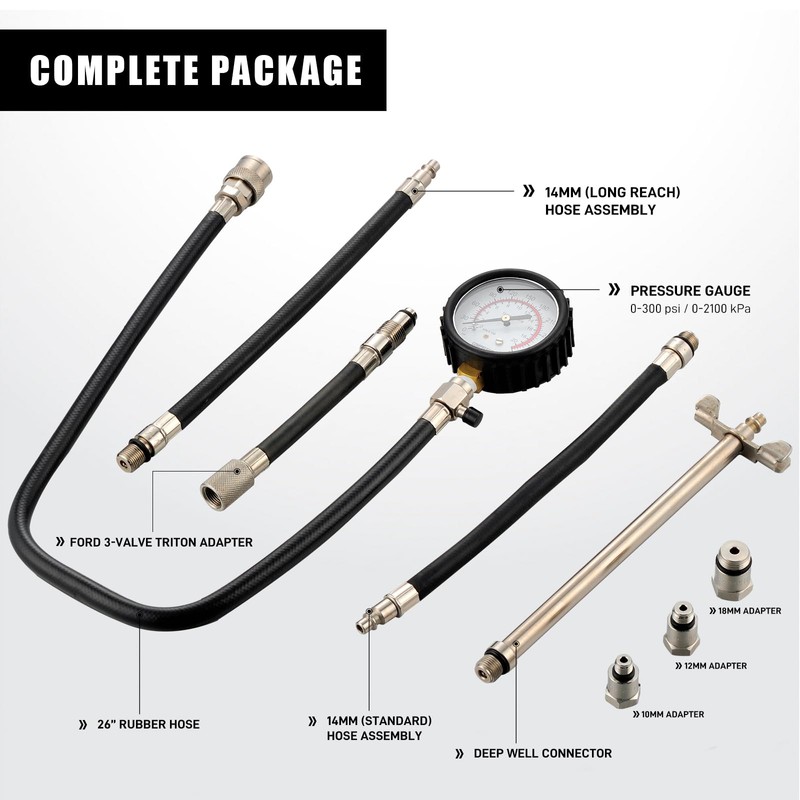 PESIKO Engine Compression Tester Kit | 0-300 psi/20.7 Bar |