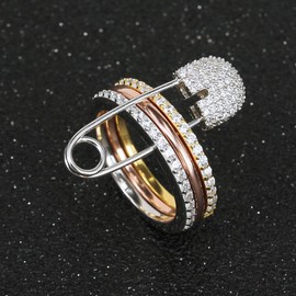 AoedeJ 925 Sterling Silver Stacking Rings Set, Hexagon Cubic Zirconia Simulated Diamond for Women, Pin Ring Eternity Wedding Band (Pin,6)