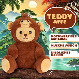 BRUBIES Teddy Monkey - 25 cm Teddy Bear in Monkey Costume with Hood - Plush Toy for Cuddly Adventures - Cuddly Toy Gift for Children