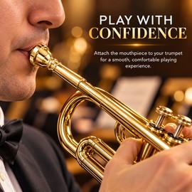 7C Trumpet Mouthpiece for Beginner Practice – Brass Mouthpiece with Mirror-Polished Gold Finish for Daily Trumpet Playing