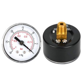 Axial Pressure Gauge Back Mount 1/8" BSPT Industrial Vacuum Pressure Gauge -1 to 0 bar -30 - 0 inHg