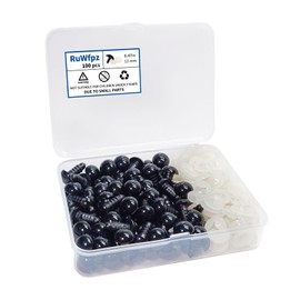 RuWfpz Safety Eyes for Crochet Animals Amigurumi 12 mm - Pack of 100 Doll Eyes Crochet Amigurumi Eyes for Cuddly Toys, Black Plastic Teddy Eyes Button Eyes for Sewing