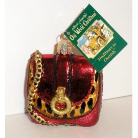 Old World Christmas RED CHAIN PURSE - OLD WORLD CHRISTMAS - BLOWN GLASS ORNAMENT NEW W/TAG 32215
