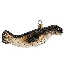 Pinnacle Peak Trading Company Leopard Seal Polish Glass Christmas Tree Ornament Sea Life Animal Decoration