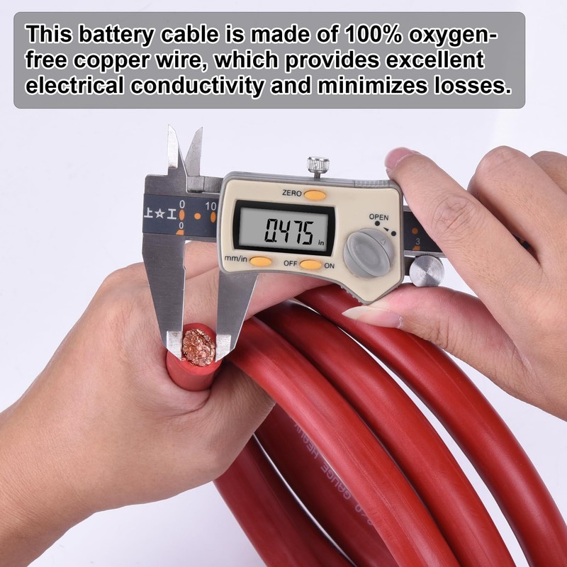 Geosiry 2/0 Gauge Battery Cable, 5FT Red + 5FT Black