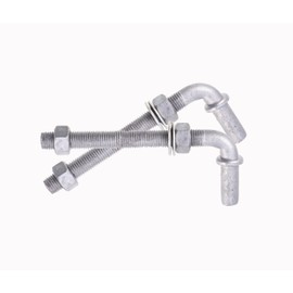 Dailydanny J-Bolt Post Hinge with 5/8" Hinge Pin Galvanized Post Gate Hinge for Chain Link Fence, Washers & Nuts Included (6" (2 Pcs))