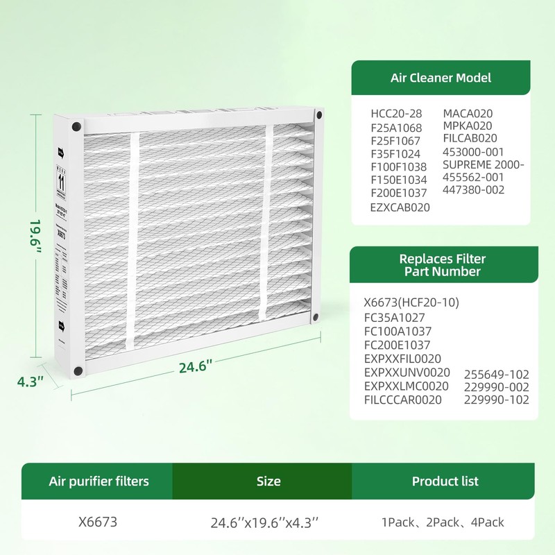 Sikidink X6673 Furnace Filter 20x25x5 MERV 11 Replacement Compatible with