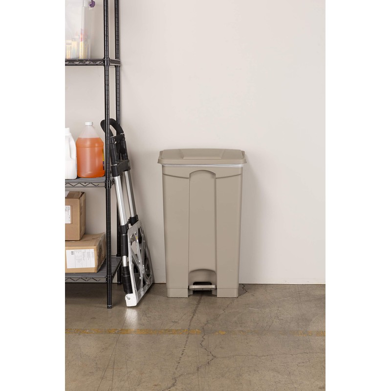Safco Step On Plastic Trash Can with Foot Pedal, 17