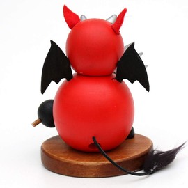 Dekohelden24 Wooden Incense Figure Devil Red/Black L x W x H: 9.5 x 10 x 14 cm
