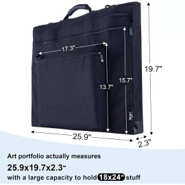 JJRING 18x24 Art Portfolio Tote Bag - Large Carrying Storage Case with Handle