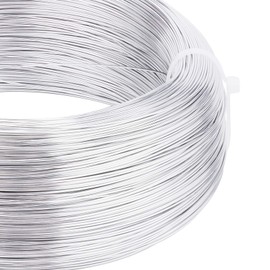 BENECREAT 22 Gauge (0.6 mm) Silver Aluminium Wire 918 Feet (280 m) Bendable Metal Moulded Wire for Making Pearl Jewellery