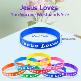 Skylety Jesus Loves You Silicone Bracelets Colorful Christian Jesus Wristbands Christian Rubber Bracelet for Kids Teens Adult Men Women Motivational Wristbands Church School Party Favors(10 Pieces)