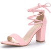 Allegra K Women's Tie Up Strappy Heels Light Pink Chunky