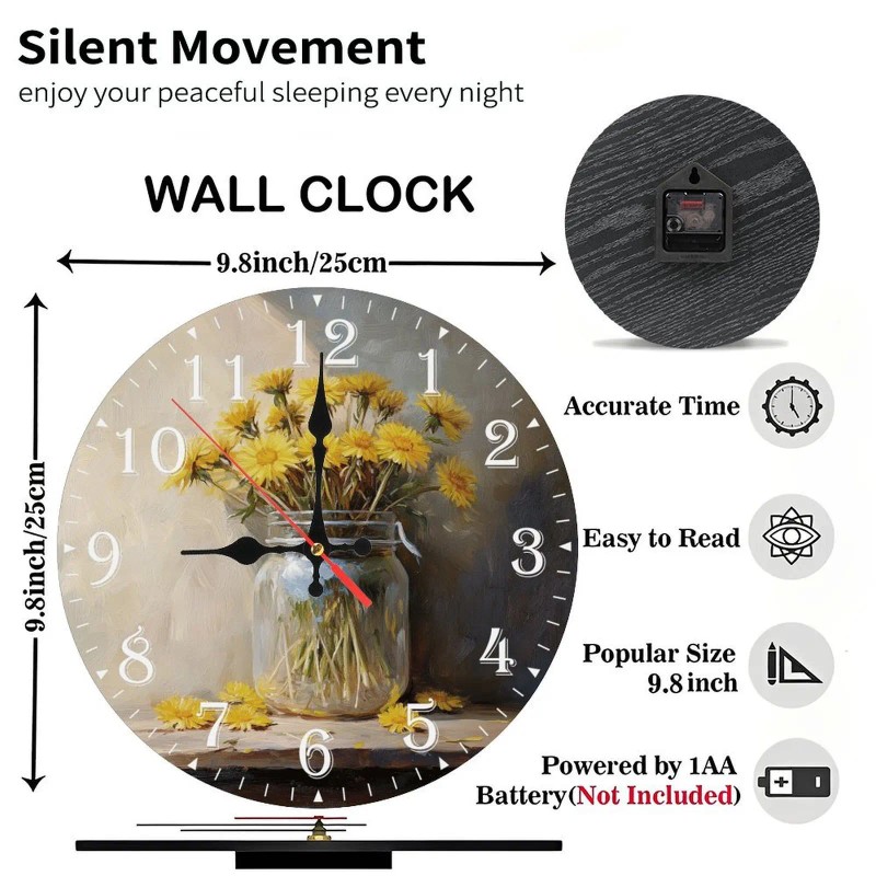 Luxury Custom Wood Wall Clock 25cm Square with Inlaid Detailssheet