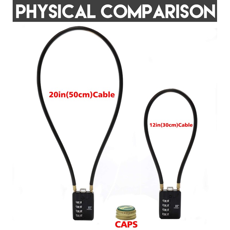 RESET-201 (2 Pack) 4 Digit Combination Padlock with 20 inch