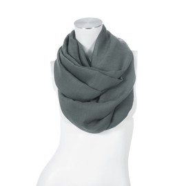 Majea Loop Cary Basic Women's Shawl Women's Scarf Neckerchiefs Plain Scarf - Dark grey 1, size: 170x80