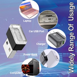 OSIRCAI 2Pcs USB LED Atmosphere Lights Mini Car Interior Accessories Ambient Lamp Universal, Mini USB LED Decoration Night Light, USB Night Light for All Car Interiors (ice Blue)