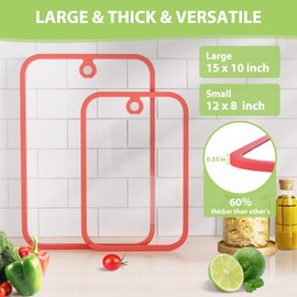 Cutting Board, Freshmage Glass Cutting Boards for Kitchen, 2Pcs Chopping Board Set with Non-Slip Edges & Hanging Hole, Dishwasher- Safe Clear Cutting Board for Countertop, Meal Prep & Serving