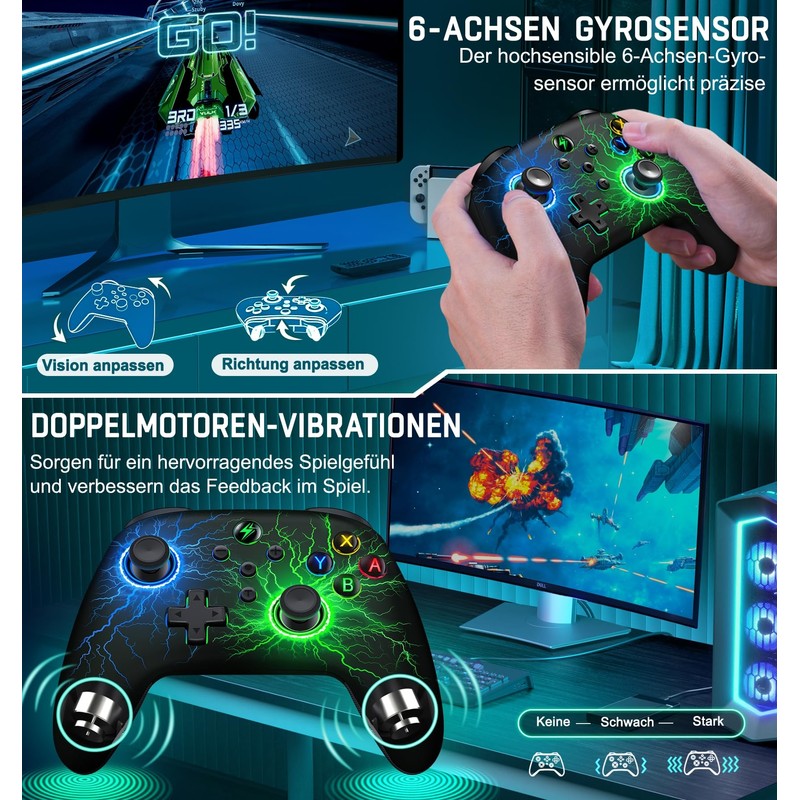 ALEEMTRY Switch Pro Controller-Switch Controller Wireless für Switch/Lite/OLED-Controller Switch mit