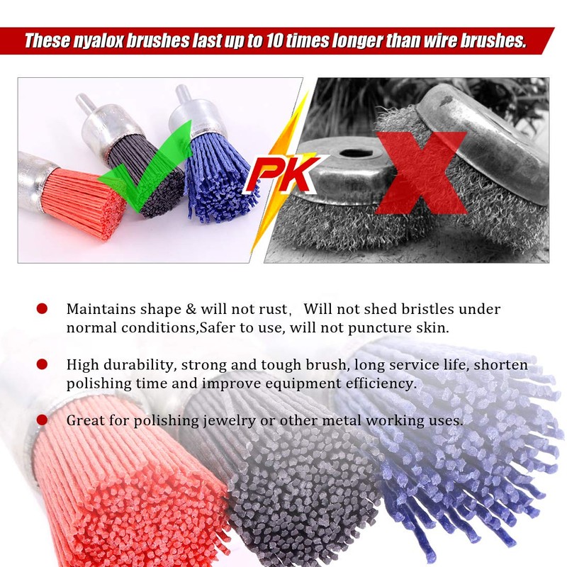 Swpeet 3Pcs 1Inch 25mm Nylon Filament Abrasive Wire Brush End
