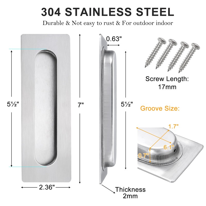 Cozy Tower 7 Inch Recessed Flush Finger Pulls Pocket Door