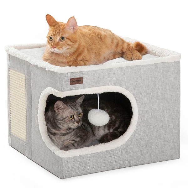 Garnpet Garnpet Cat Bed for Indoor Cats Cube House, Covered