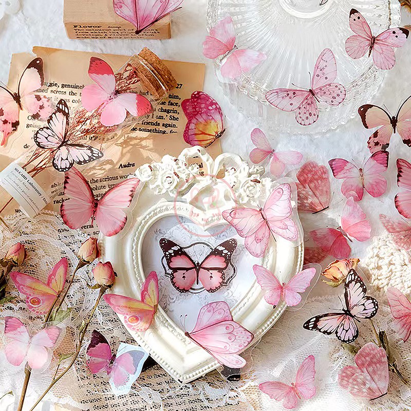 Kurimi Stickers Set of 40 Butterflies, Foil Stamping, Wrapping, Stylish,