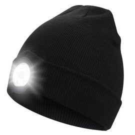 Bluetooth Beanie Hat with LED Light, Beanie Cap Wireless Headset Music Hat Tech Gifts for Men Women Teen Boys Girls, LED hat