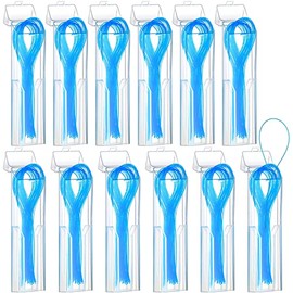 Vesici 600 Enhebradores de Hilo Dental para Puentes, Aparatos e Implantes Enhebrador Dental, Diseño de Bucle de Nailon Multifuncional para Tus Dientes, 12 Paquetes (Azul)