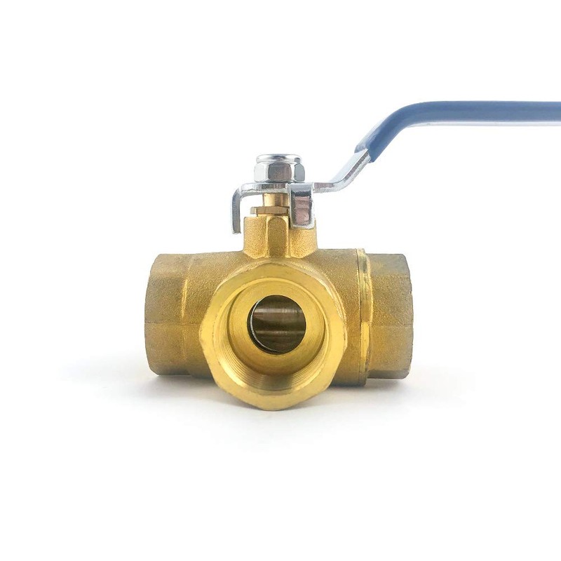 QWORK Series 3-Way (L-Port) Ball Valve, Lever Handle, NPT Female