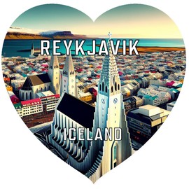 Reykjavik Iceland Travel Souvenir Destination Die Cut Heart Shaped Fridge Magnet 2-Inch