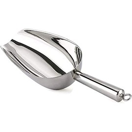 Stainless Steel Ice Scoop 8oz, 9.9 Inch Small Metal Food Scoops for Kitchen Bar Party Wedding, Superb mirror polish surface, Heavy Duty & Anti Rust, Easy Clean & Dishwasher Safe.
