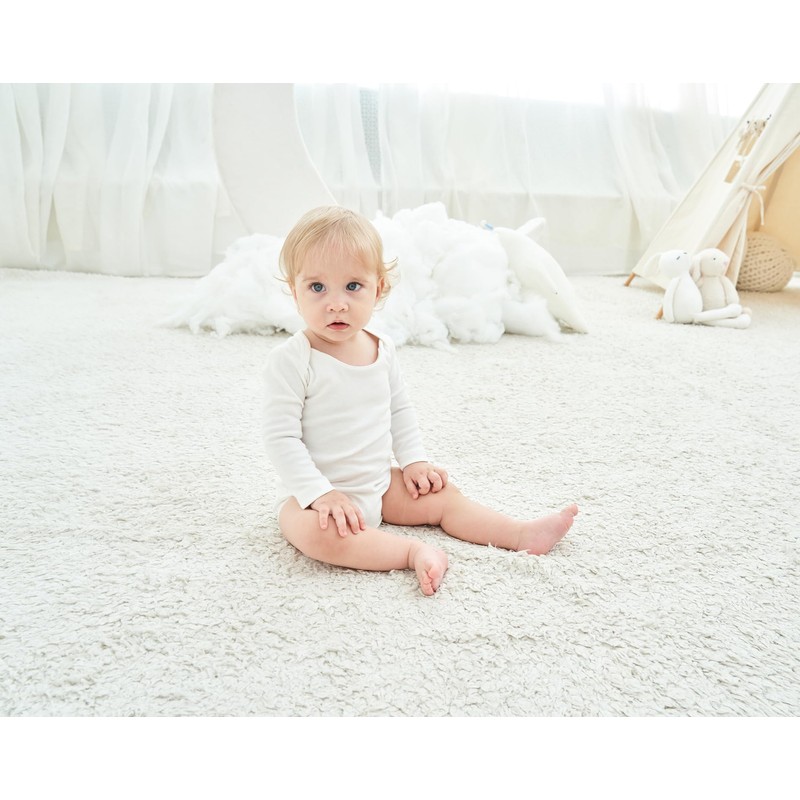 HahaNice Long Sleeve Bodysuits Cream White 24 Months