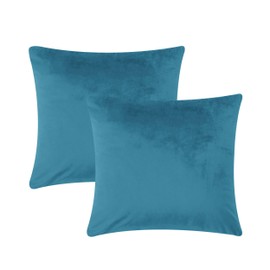 AMEHA Velvet Cushion Covers 45 x 45 cm 2 Pack Velvet Square Throw Pillow Cases Decorative Teal Cushion Cover for Sofa Bedroom Couch Living Room with Invisible Zipper (18 x 18 Inch)