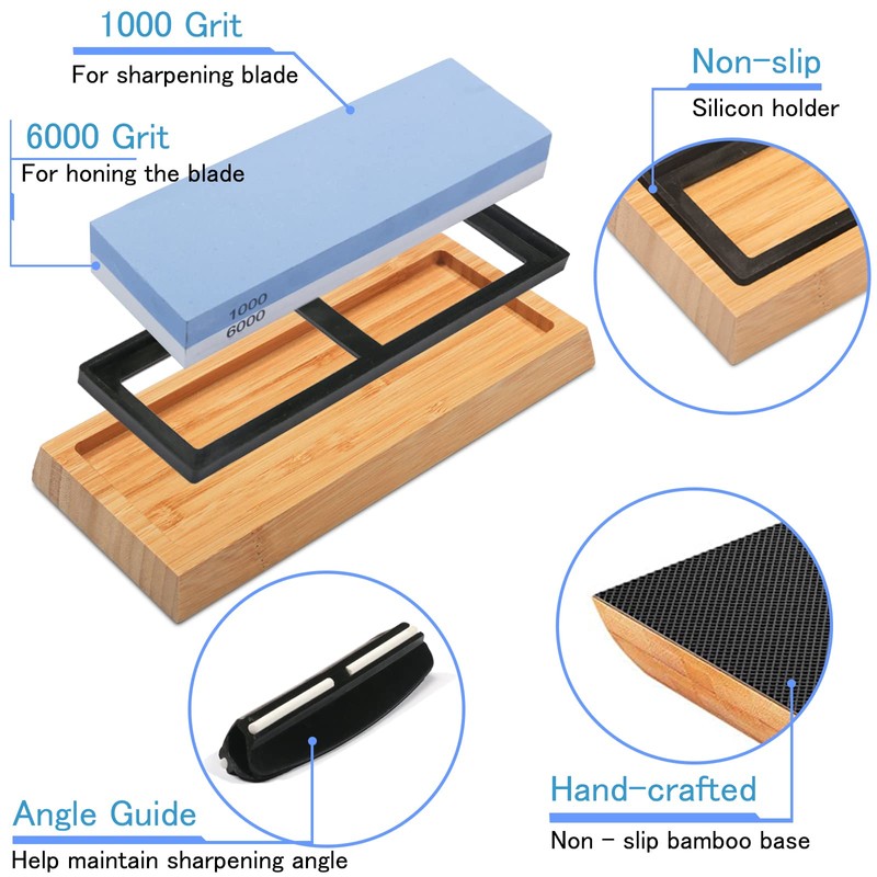 Whetstone Knife Sharpening Stone Kit - Double Sided Whetstone Knife