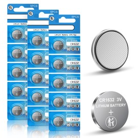 volkate CR1632 Lithium Battery 3V, 15 Count Pack CR 1632 3 Volt Button Coin Cell Batteries for Car Key Fob, Watch, Thermometer, Remote Control